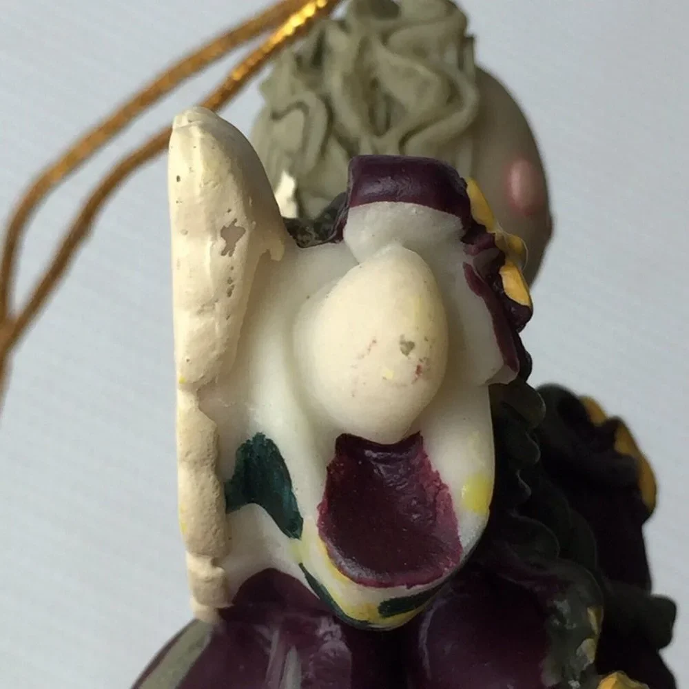 Holiday Treasures Angel with Wings Small Resin Ornament Purple Christmas Decor